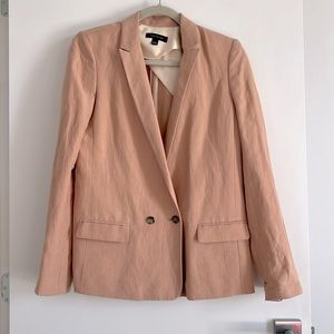 Ann Taylor Linen Blend Blazer – Salmon Pink | Classic Tailored Fit
